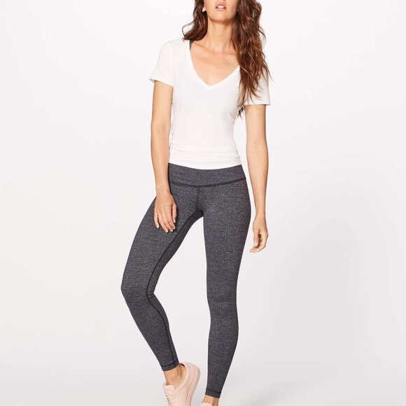Lululemon Wunder Under Low-Rise Tight *28" Luon Variegated Knit Black Heathered - Picture 4 of 13
